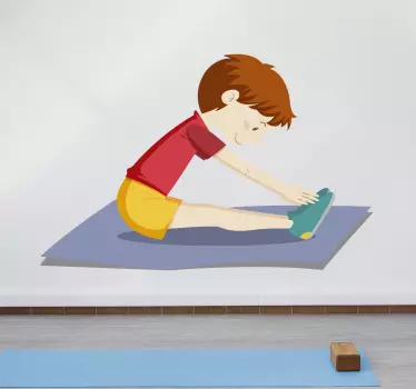 Vinilo pared infantil pose de niño estirándose - TenVinilo