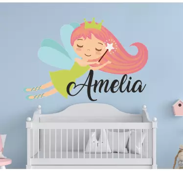 Vinilo pared infantil princesa hada voladora - TenVinilo