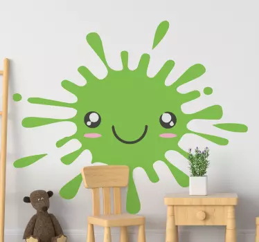 Vinilo pared infantil salpicadura verde feliz - TenVinilo