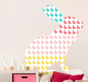 Vinilo pared infantil silueta de conejo colorido - TenVinilo