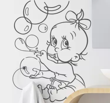 Vinilo pared infantil soplando burbujas lindas - TenVinilo