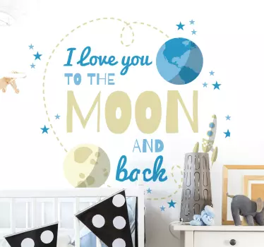 Vinilo pared infantil te amo hasta la luna - TenVinilo
