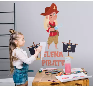 Vinilo pared infantil tema de personajes piratas - TenVinilo