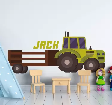 Vinilo pared infantil tractor para niños - TenVinilo