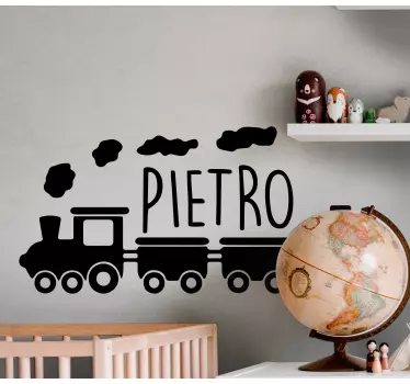 Vinilo pared infantil tren nombre personalizado - TenVinilo
