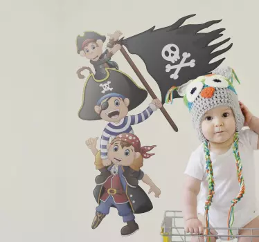 Vinilo pared infantil tripulación pirata juguetona - TenVinilo