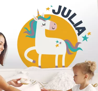 Vinilo pared infantil unicornio nombre personalizado - TenVinilo