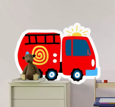Vinilo pared infantil vehículo rojo juguetón - TenVinilo