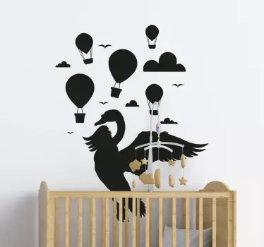 Vinilo pared infantil volar globos aerostáticos - TenVinilo