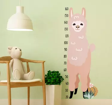 Vinilo pared medidor infantil con llama - TenVinilo