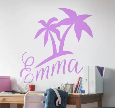 Vinilo infantil palmera con nombre - TenVinilo