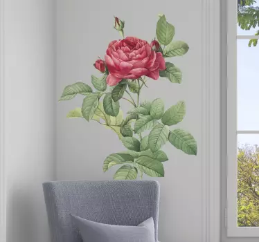 Vinilo para salón rosa con hojas - TenVinilo