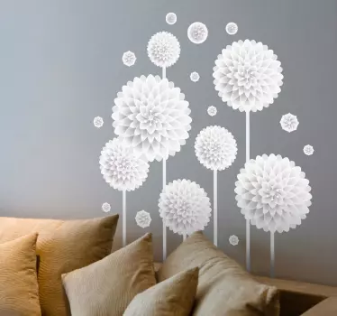 Vinilo pared salón flores de papel - TenVinilo