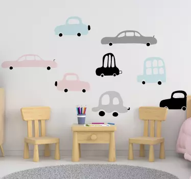 Vinilo habitación infantil set coches - TenVinilo