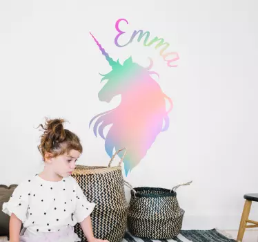 Vinilo infantil silueta unicornio personalizable - TenVinilo