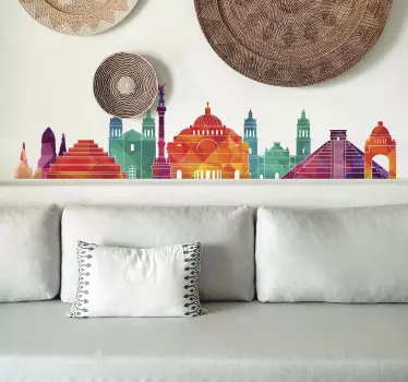 Vinilo pared skyline México - TenVinilo