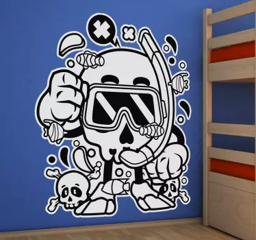 Vinilo peluche gráfico de calavera buceador - TenVinilo