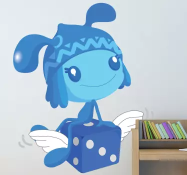 Vinilo infantil personaje azul juguetón - TenVinilo