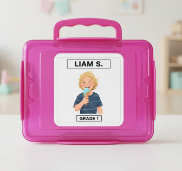 Vinilo infantil etiqueta personalizada para lunchbox - TenVinilo