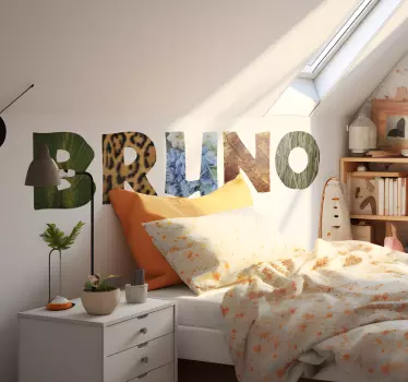 Vinilo decorativo personalizable letras de textura de la selva - TenVinilo