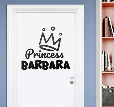 Vinilo puerta Corona de princesa con nombre - TenVinilo