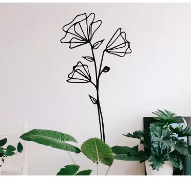 Vinilo puerta Diseño minimalista de flores secas - TenVinilo