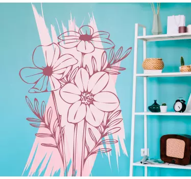 Vinilo puerta Flores dibujadas con pintura - TenVinilo