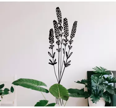 Vinilo puerta Ilustración flores secas minimalista - TenVinilo