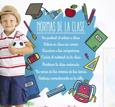 Vinilo educativo reglas de la clase para niños - TenVinilo