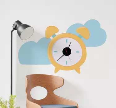 Vinilo reloj alarma con nubes azules - TenVinilo