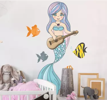Vinilo infantil sirena tocando la guitarra - TenVinilo
