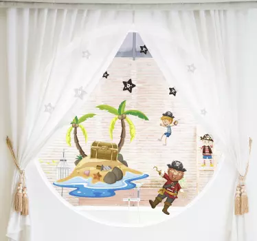 Vinilo para ventana de piratas y palmeras - TenVinilo