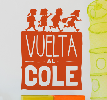 Vinilo vuelta al cole silueta niños - TenVinilo