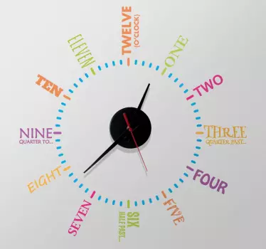 Reloj adhesivo pared en inglés - TenVinilo