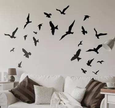 Vinilo pared salón pájaros - TenVinilo
