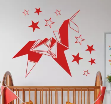 Viniles infantiles unicornio origami - TenVinilo