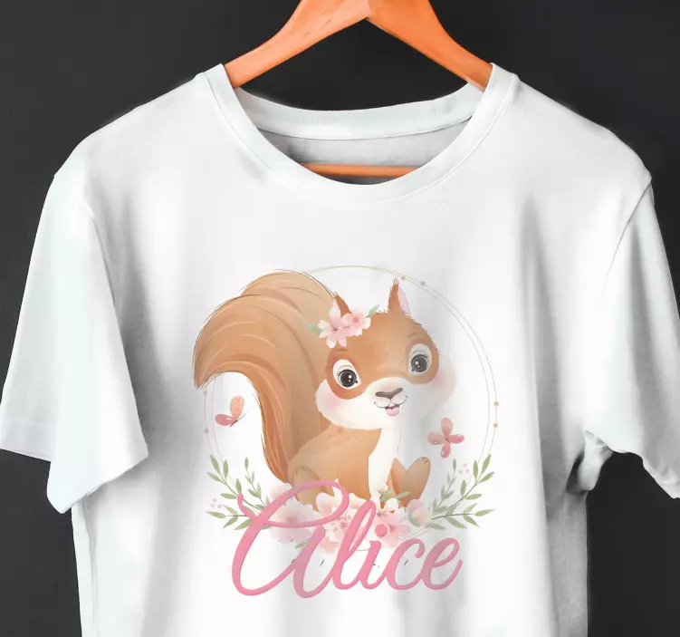 Camiseta bebé Linda ardilla para niña con nombre - TenVinilo