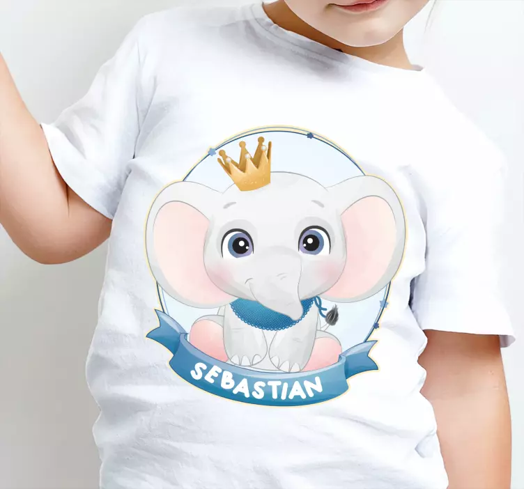 Camiseta bebé Lindo elefante para niño con nombre - TenVinilo