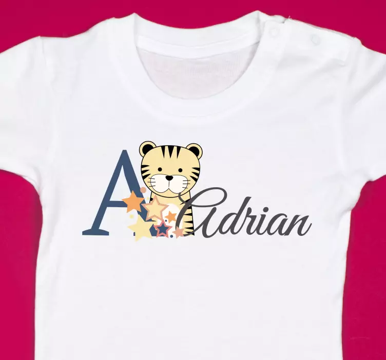 Camiseta bebé Tigre de animales lindos con nombre - TenVinilo