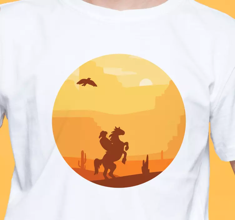 Camiseta aventura vaquera al atardecer - TenVinilo