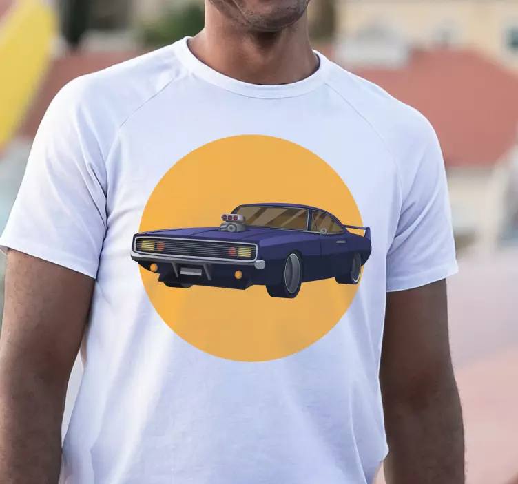 Muscle running car cartoon camiseta personalizada - TenVinilo