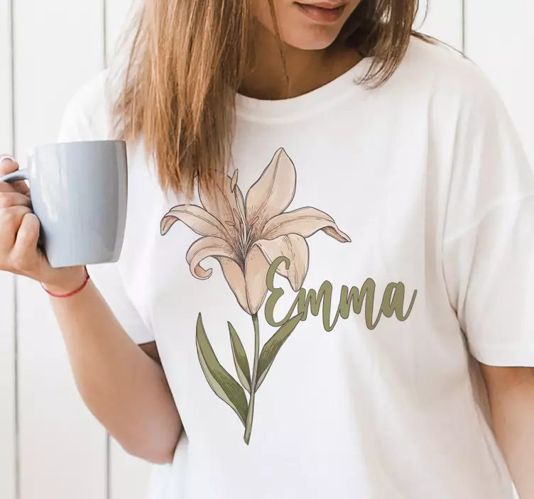 Camiseta de flor hermosa con nombre - TenVinilo