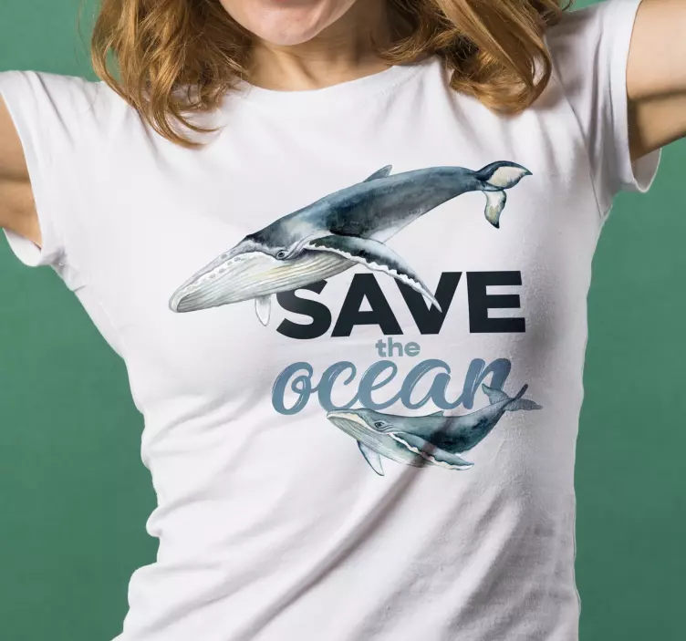 Camiseta de peces con frase salva el océano - TenVinilo