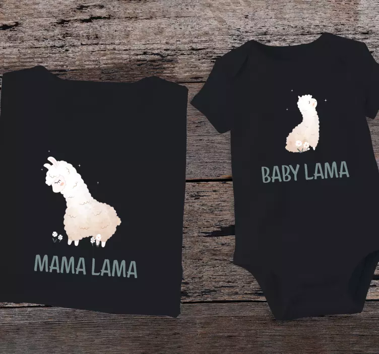 Camiseta madre e hija Bebé lama y madre lama - TenVinilo