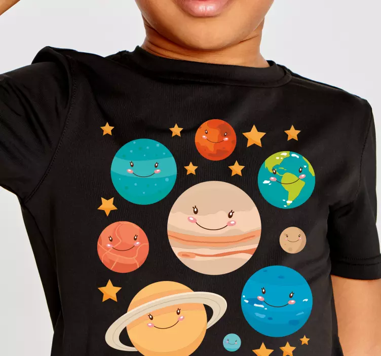 Camiseta infantil Planetas sonrientes de dibujos animados - TenVinilo