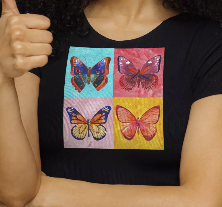 Camiseta original patrón mariposas colores - TenVinilo