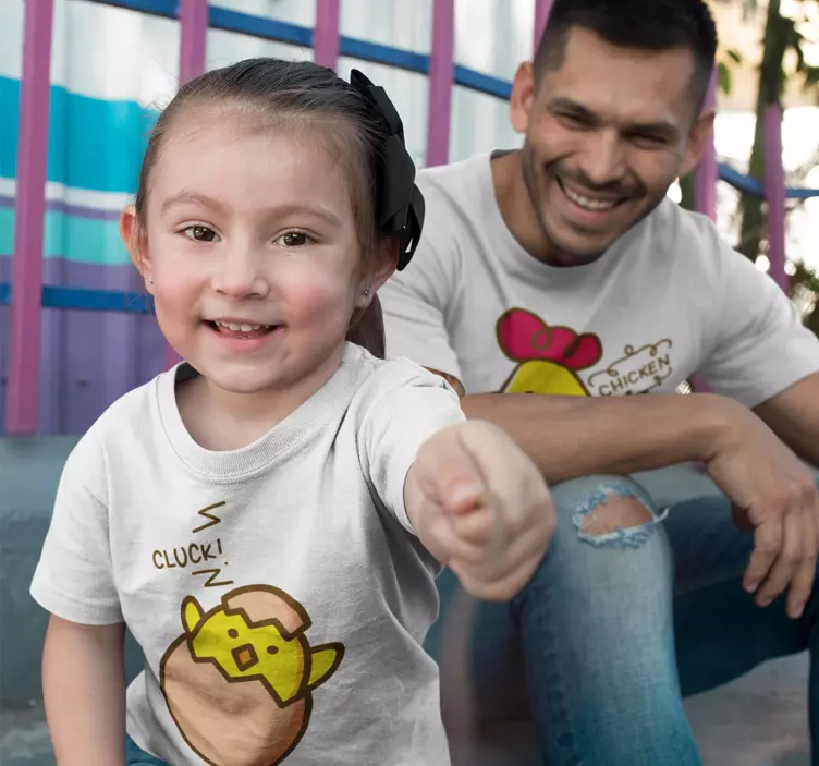 Camiseta padre e hijas gallina y polluelo - TenVinilo