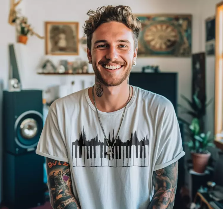 Camiseta teclado y onda sonoraTeclado y onda sonora - TenVinilo