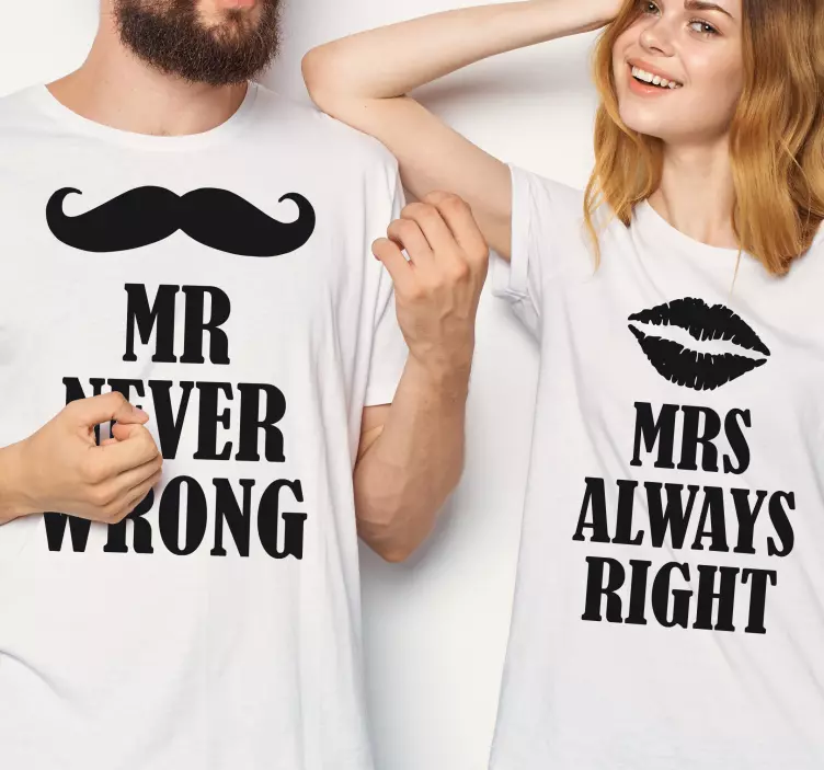 Camisetas parejas Mostacho y labios con textos - TenVinilo