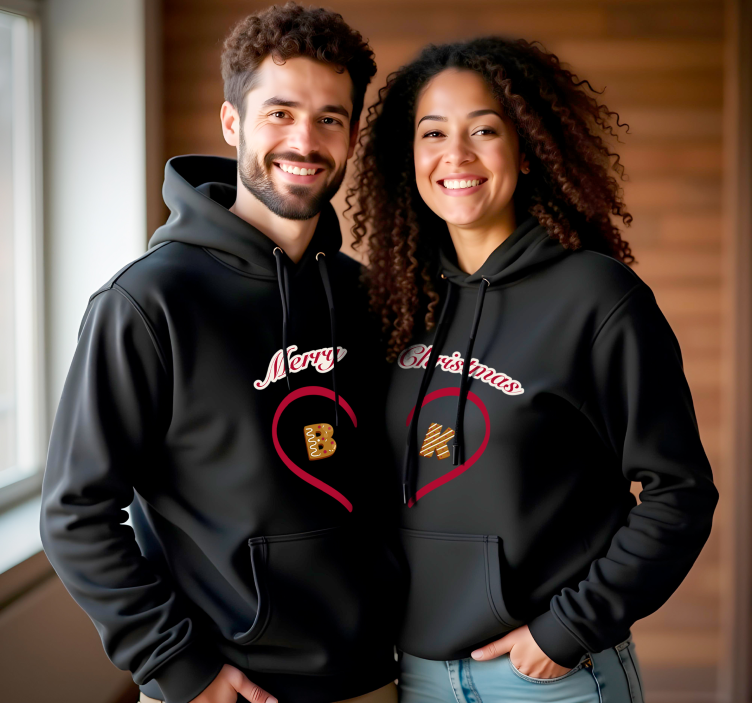Camisetas parejas sudaderas navideñas personalizadas con letras d - TenVinilo